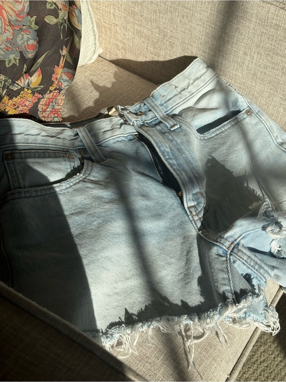 Madewell Light Blue Distressed Denim Cutoff Shorts